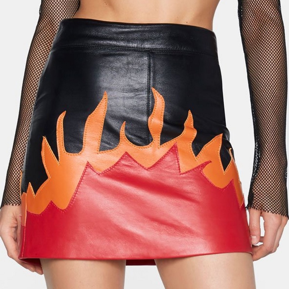 After Party Vintage New Flame Leather Skirt